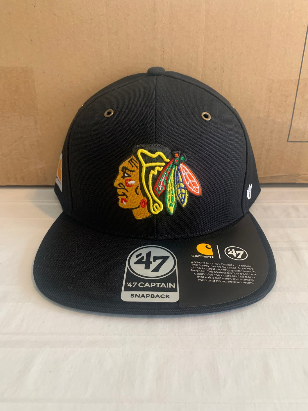 Chicago Blackhawks NHL '47 Brand Carhartt Captain Mens Black Snapback Hat - Casey's Sports Store