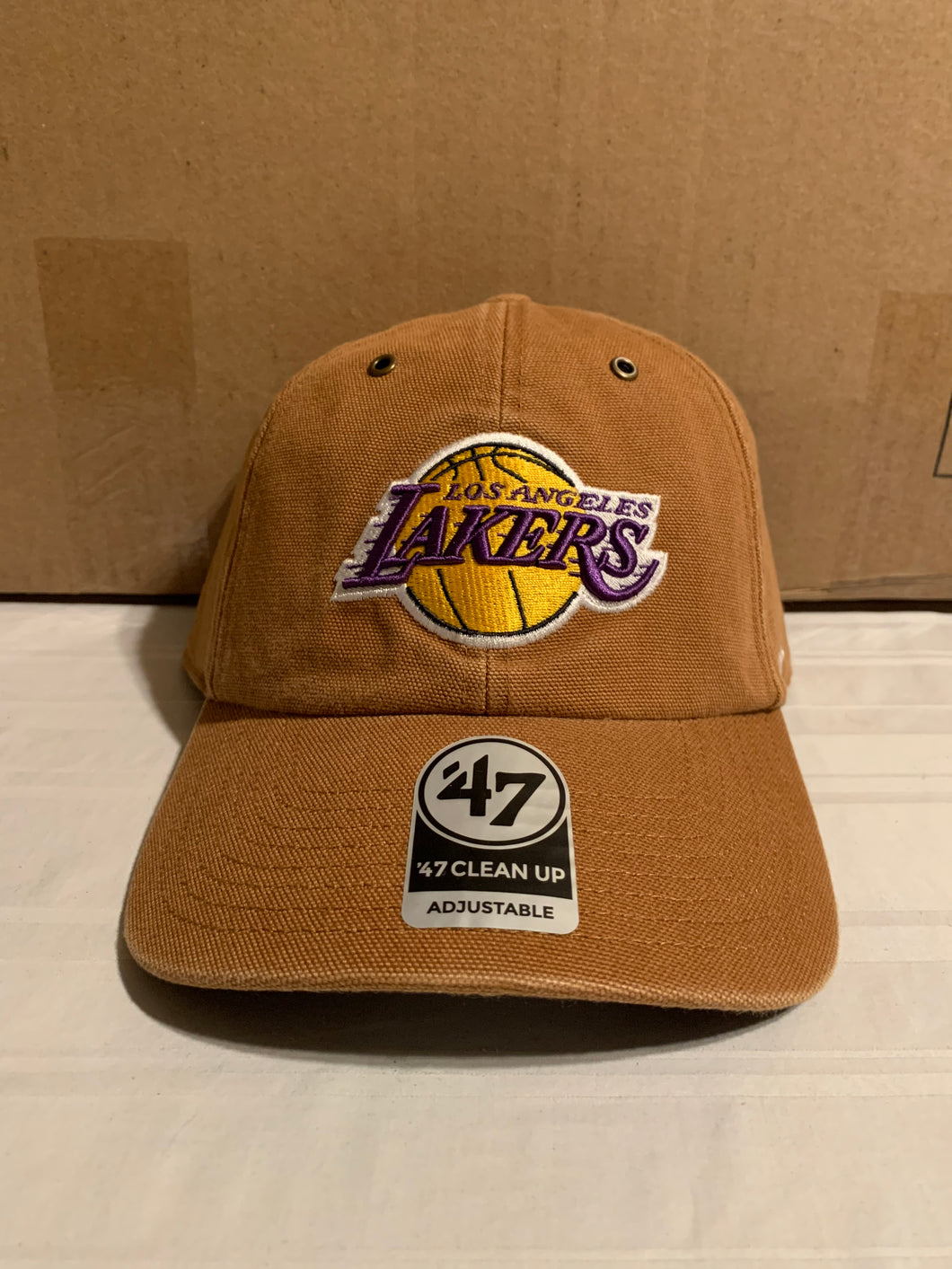 Los Angeles Lakers NBA '47 Brand Carhartt Mens Brown Clean Up Adjustable Hat - Casey's Sports Store