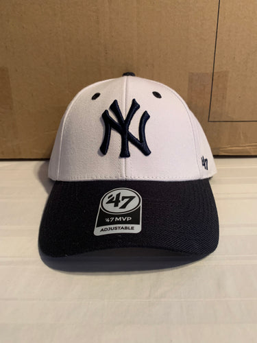 New York Yankees MLB '47 Brand White Two Tone MVP One Size Adjustable Hat - Casey's Sports Store