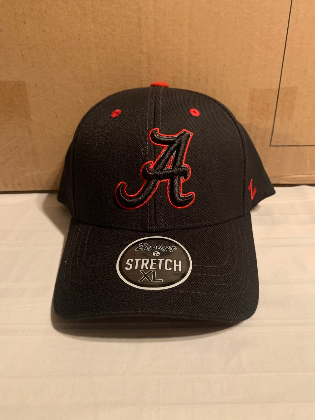 Alabama Crimson Tide NCAA Zephyr Black One Size Stretch Fit Hat Cap - Casey's Sports Store