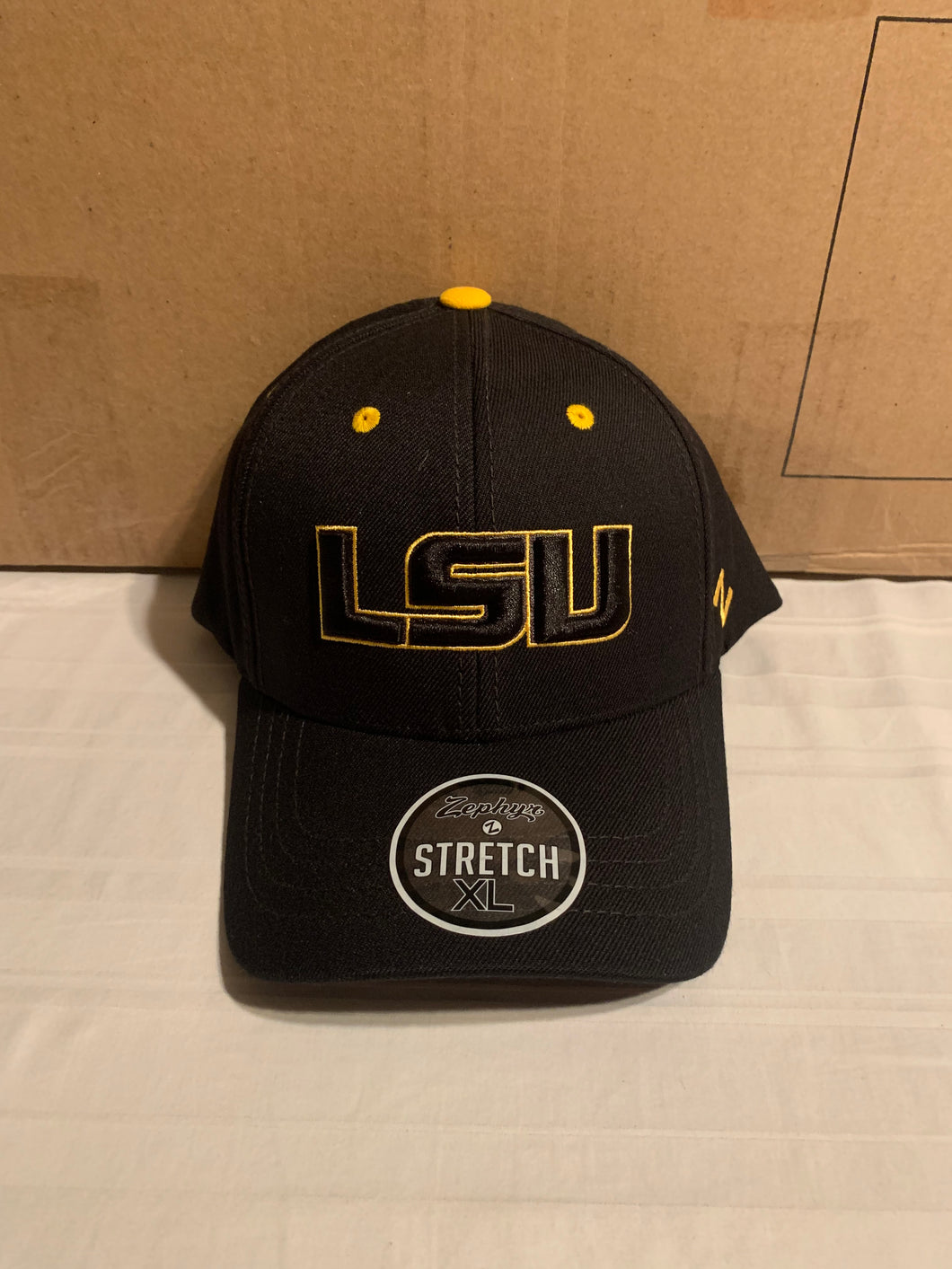 LSU Tigers NCAA Zephyr Stretch Fit Black One Size Hat Cap - Casey's Sports Store