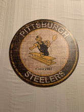 Load image into Gallery viewer, Pittsburgh Steelers Legacy NFL 24&quot; Round Distressed Sign Home Decor Man Cave - Casey&#39;s Sports Store
