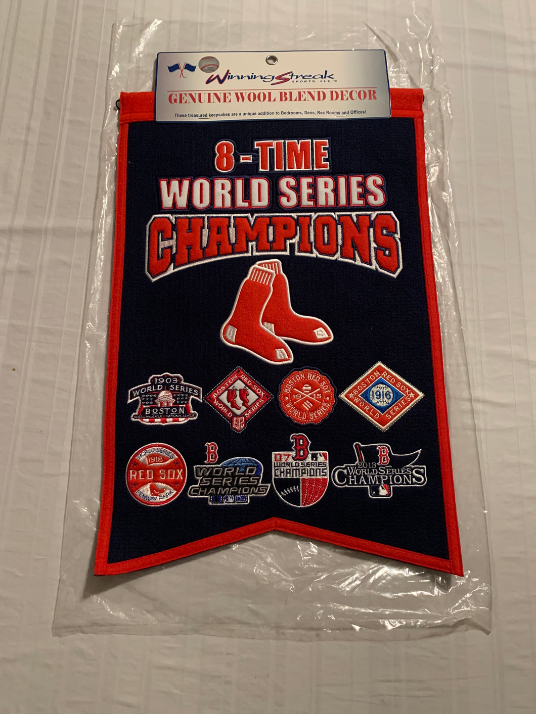 Boston Red Sox MLB 8 Time World Series Champs Traditions Banner Pennant 14x22 - Casey's Sports Store