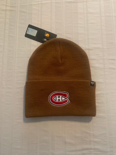 Montreal Canadiens NHL '47 Carhartt Mens Brown Cuff Knit Beanie Winter Hat - Casey's Sports Store