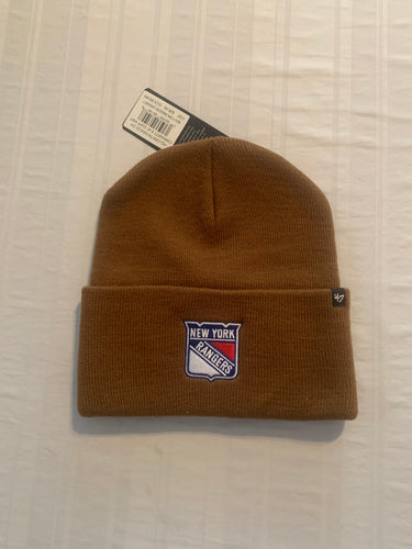 New York Rangers NHL '47 Carhartt Mens Brown Cuff Knit Beanie Winter Hat - Casey's Sports Store