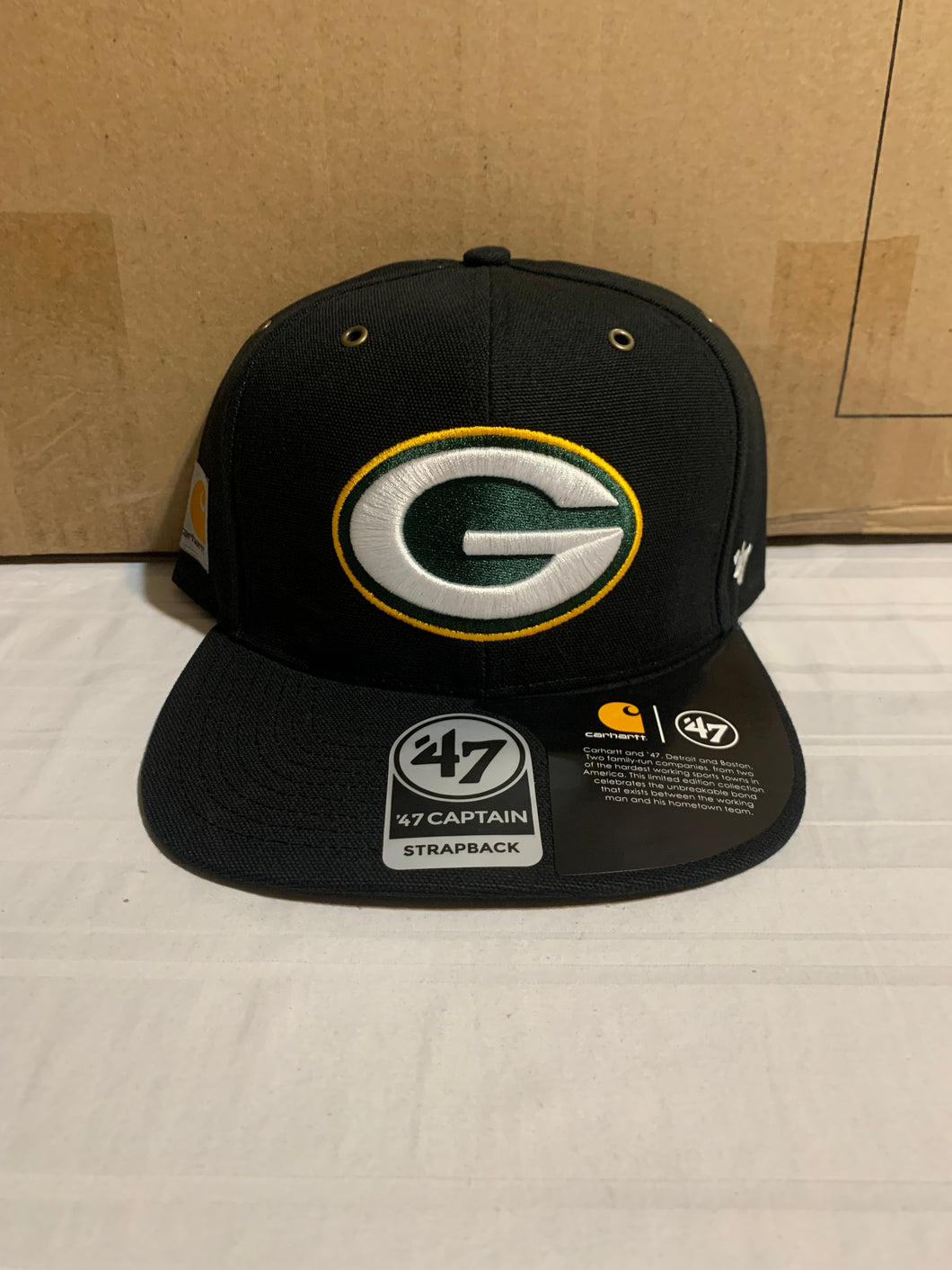Green Bay Packers NFL '47 Brand Carhartt Mens Black Strapback Adjustable Hat - Casey's Sports Store