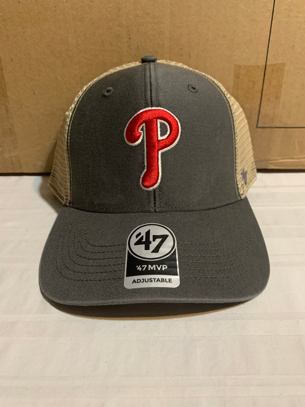 Philadelphia Phillies MLB '47 Brand Charcoal MVP Adjustable Mesh Snapback Hat - Casey's Sports Store