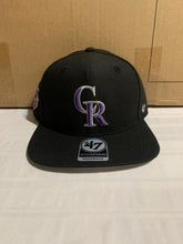 Load image into Gallery viewer, Colorado Rockies MLB &#39;47 Brand Black Sure Shot Captain Snapback Hat - Casey&#39;s Sports Store
