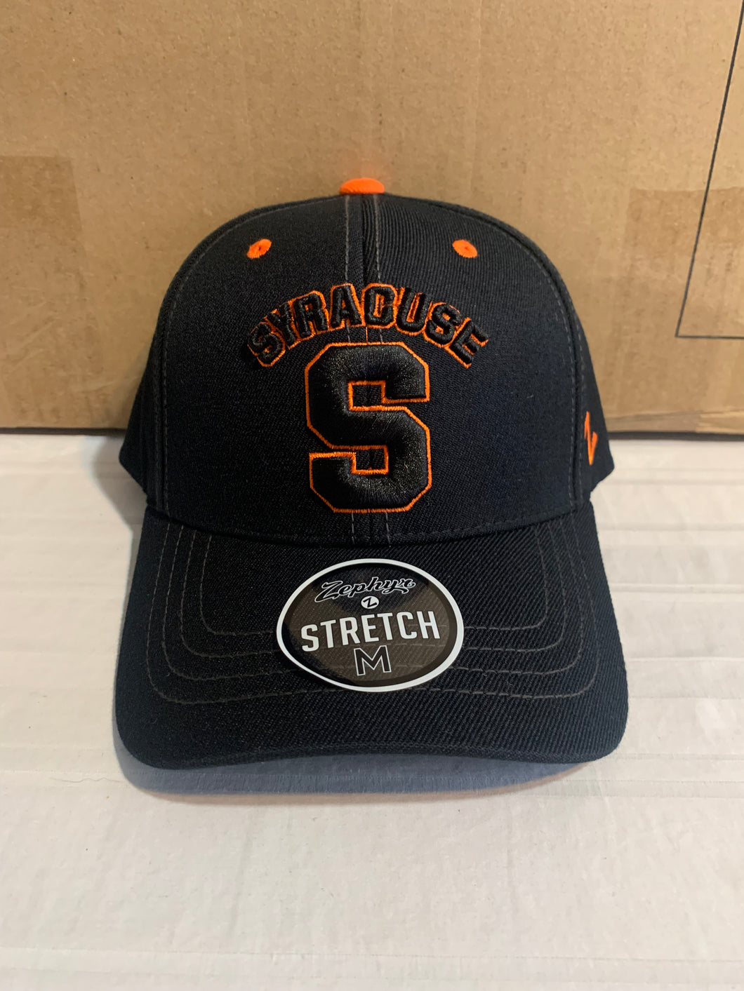 Syracuse Orange NCAA Zephyr Black Stretch Fit One Size Hat Cap - Casey's Sports Store