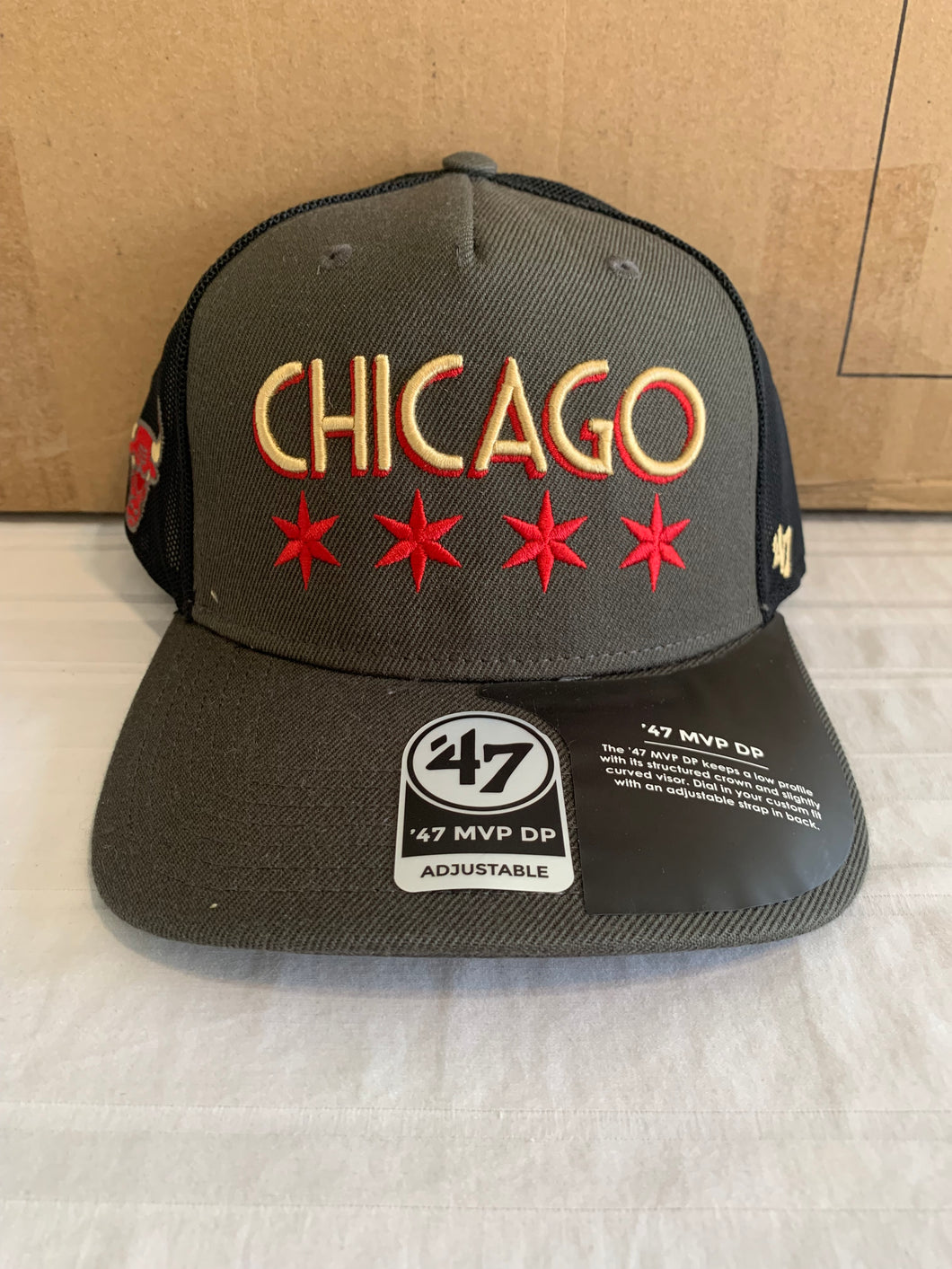 Chicago Bulls NBA '47 Brand Grey City Edition MVP Mesh Adjustable Snapback Hat - Casey's Sports Store