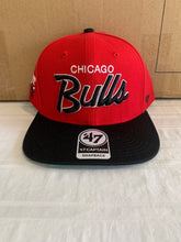Load image into Gallery viewer, Chicago Bulls NBA &#39;47 Brand Red Script Two Tone Captain Adjustable Snapback Hat - Casey&#39;s Sports Store
