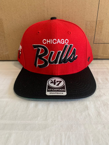 Chicago Bulls NBA '47 Brand Red Script Two Tone Captain Adjustable Snapback Hat - Casey's Sports Store