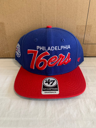 Philadelphia 76ers NBA '47 Brand Blue Script Captain Adjustable Snapback Hat - Casey's Sports Store