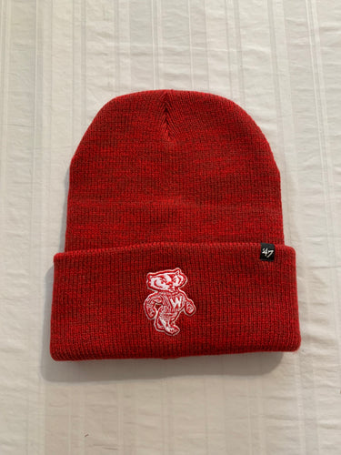 Wisconsin Badgers Vintage Throwback NCAA '47 Brand Red Knit Cuff Hat Beanie - Casey's Sports Store