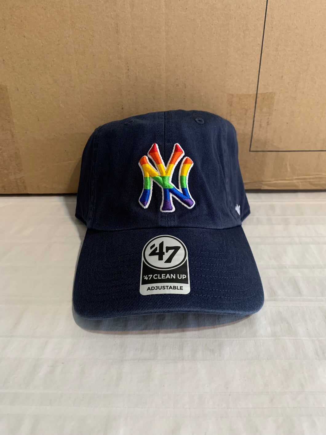 New York Yankees MLB '47 Brand Navy Pride Emblem Clean Up Adjustable Hat - Casey's Sports Store