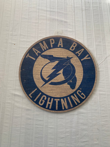 Tampa Bay Lightning NHL 12 Inch Wood Sign Round State Design Wincraft - Casey's Sports Store