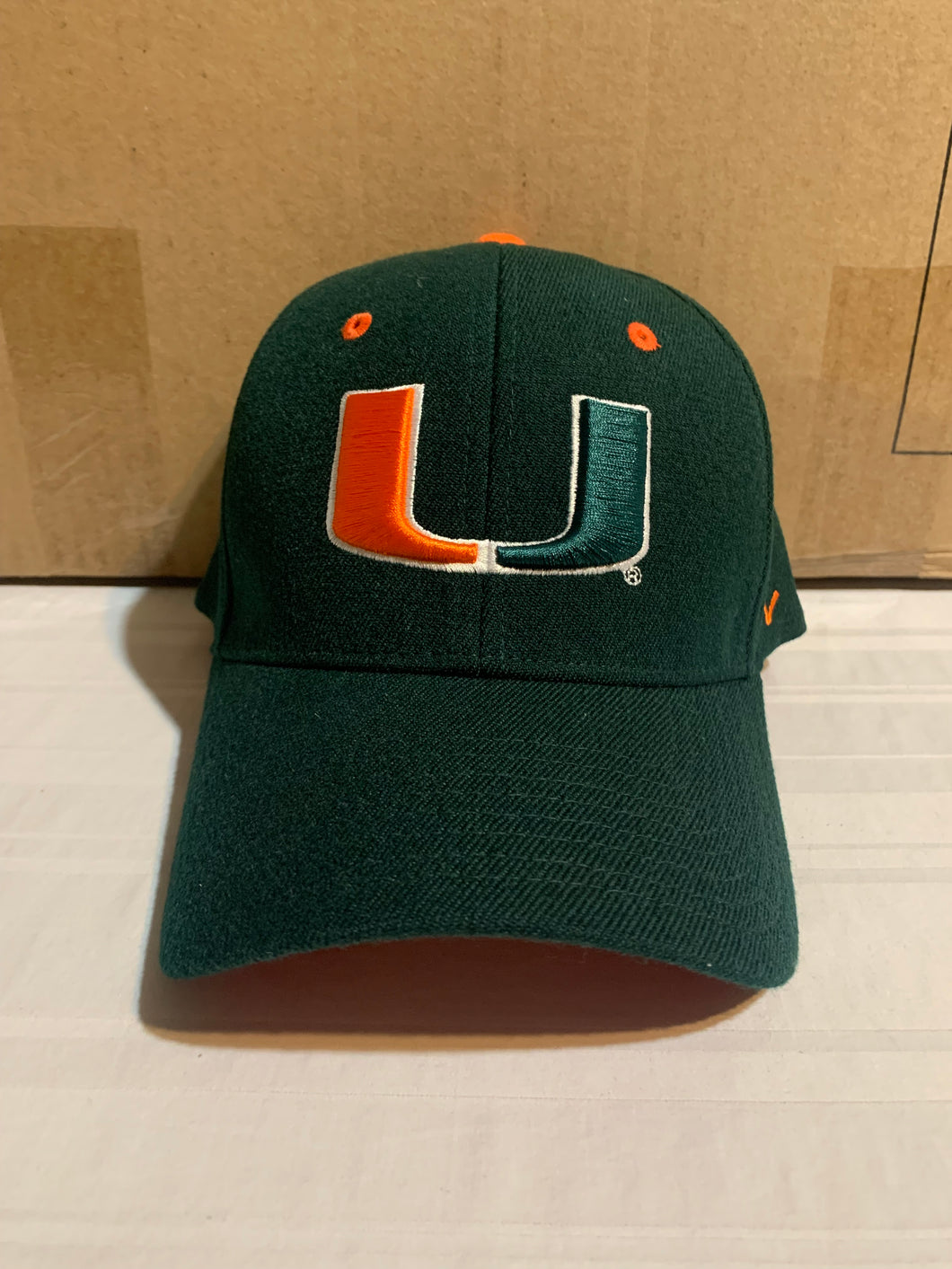Miami Hurricanes NCAA Zephyr Green One Size Stretch Fit Hat Cap - Casey's Sports Store