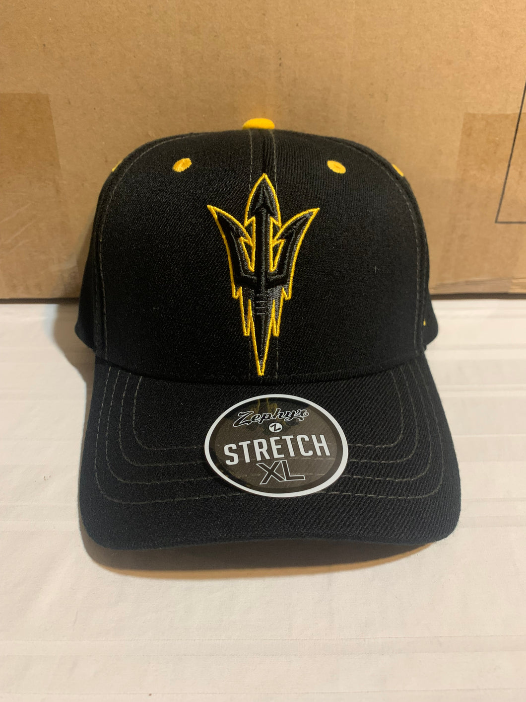 Arizona State Sun Devils NCAA Zephyr Black One Size Stretch Fit Hat Cap - Casey's Sports Store