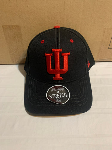 Indiana Hoosiers NCAA Zephyr Black One Size Stretch Fit Hat Cap - Casey's Sports Store