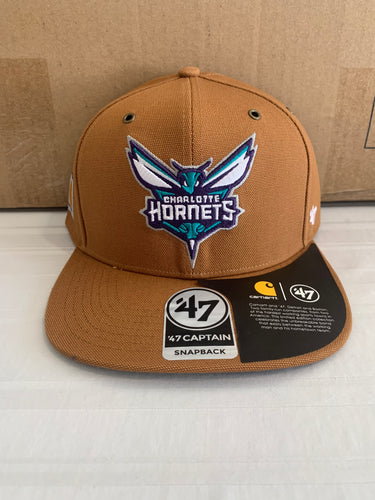 Charlotte Hornets NBA '47 Brand Carhartt Mens Brown Adjustable Strapback Hat - Casey's Sports Store