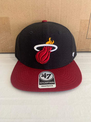 Miami Heat NBA '47 Brand Black Mens Captain Adjustable Snapback Hat - Casey's Sports Store