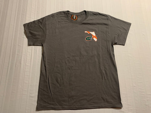 Florida Gators NCAA New World Florida Flag Grey Men's Tee Shirt - Casey's Sports Store