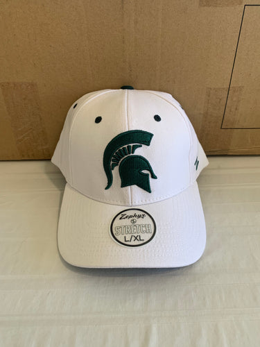 Michigan State Spartans NCAA Zephyr White One Size Stretch Fit Hat Cap - Casey's Sports Store