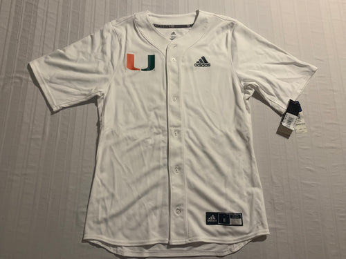 Miami Hurricanes NCAA #19 White Adidas Baseball Jersey Men's Size Medium - Casey's Sports Store