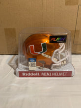 Load image into Gallery viewer, Miami Hurricanes NCAA Riddell Speed Orange Flash Alternate Mini Helmet - Casey&#39;s Sports Store
