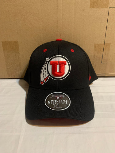 Utah Utes NCAA Zephyr Black One Size Stretch Fit Hat Cap - Casey's Sports Store