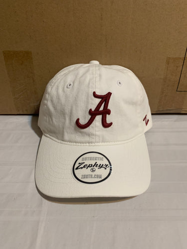 Alabama Crimson Tide NCAA Zephyr White One Size Adjustable Soft Hat Cap - Casey's Sports Store