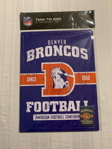 Denver Broncos NFL Throwback Embossed Metal Wall Sign 16