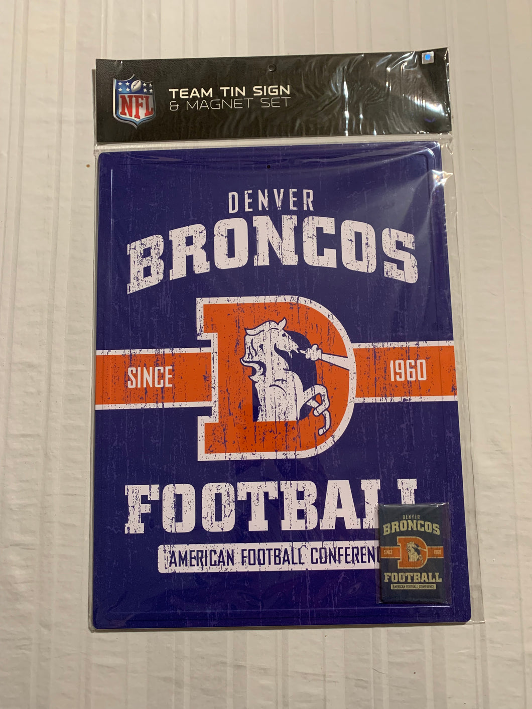 Denver Broncos NFL Throwback Embossed Metal Wall Sign 16
