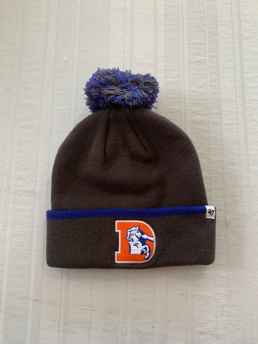 Denver Broncos NFL Throwback '47 Brand Charcoal Winter Beanie Knit Ski Cap Hat - Casey's Sports Store