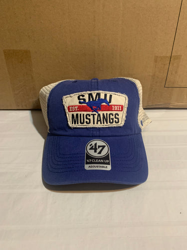 Southern Methodist SMU Mustangs NCAA '47 Brand Blue Clean Up Snapback Mesh Hat - Casey's Sports Store