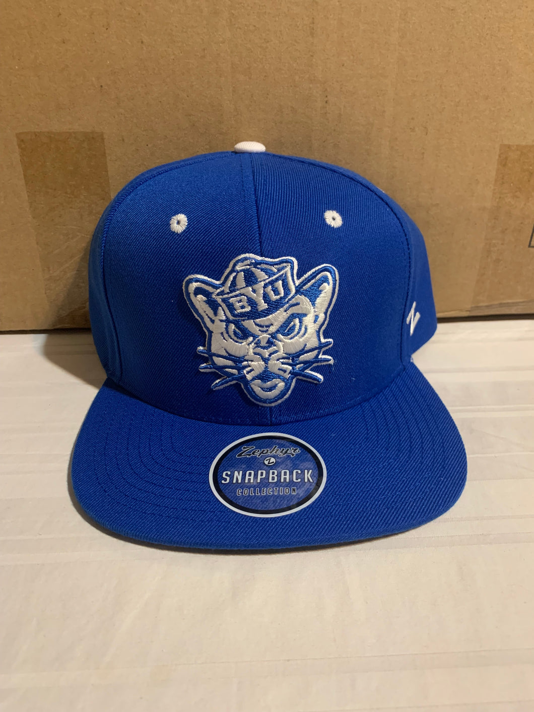 BYU Cougars Throwback NCAA Zephyr Blue Captain Snapback Hat - Casey's Sports Store