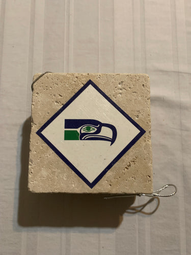 Seattle Seahawks Throwback NFL Set of 4 Hand Made Custom Stone Coasters - Casey's Sports Store