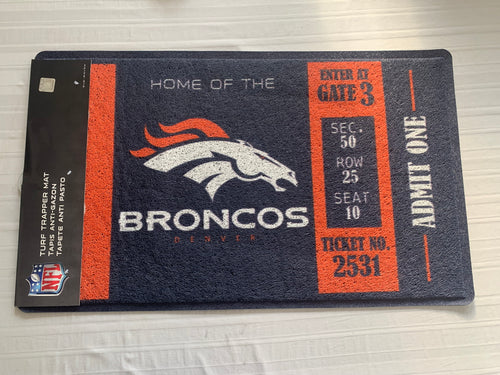 Denver Broncos NFL Indoor/Outdoor Turf Rug 18” X 30” Evergreen Enterprises - Casey's Sports Store