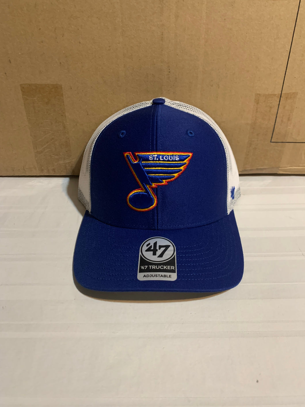 St. Louis Blues NHL '47 Brand Throwback Blue Adjustable Snapback Mesh Hat - Casey's Sports Store