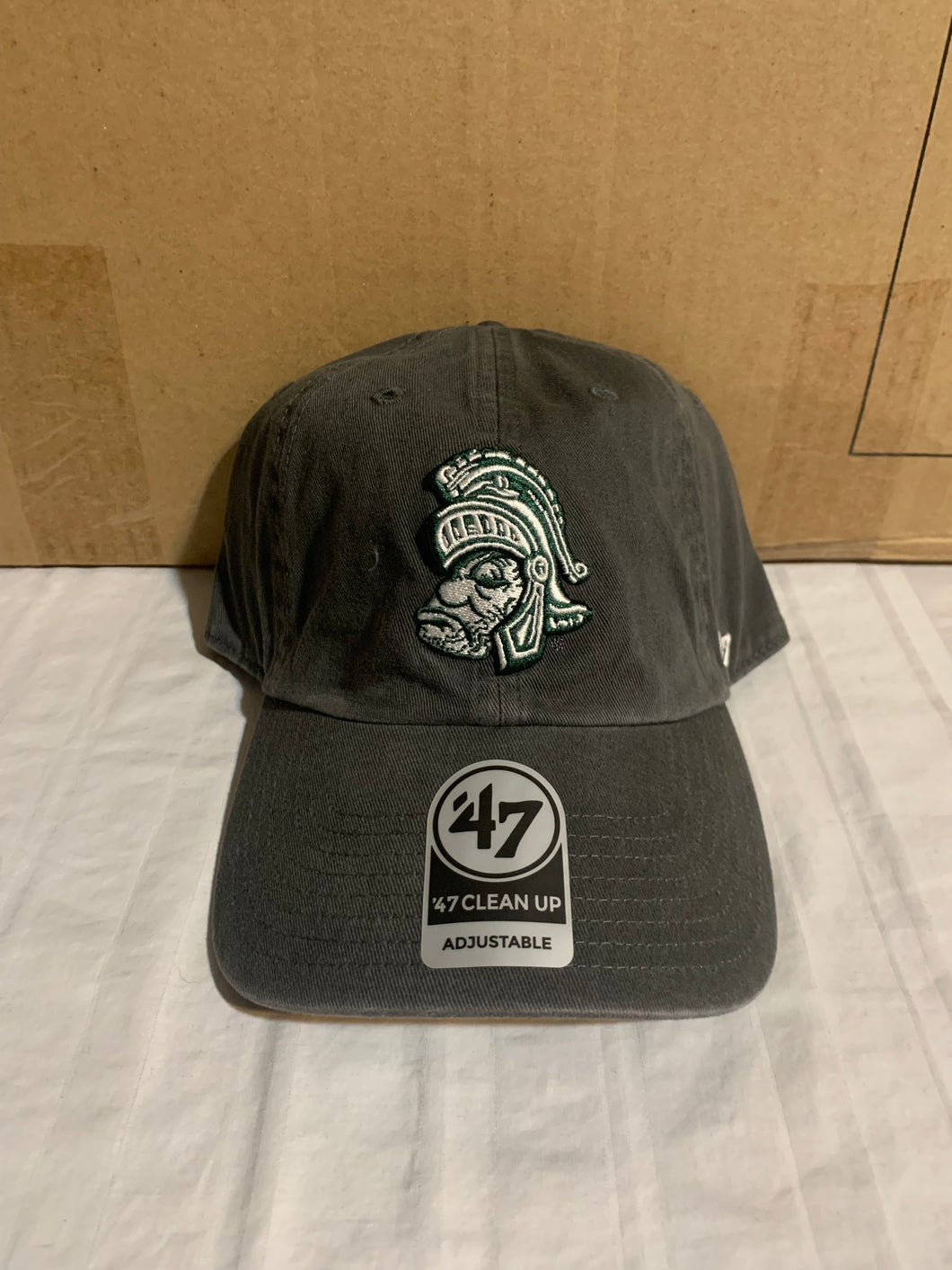 Michigan State Spartans Throwback NCAA '47 Brand Grey Clean Up Adjustable Hat - Casey's Sports Store