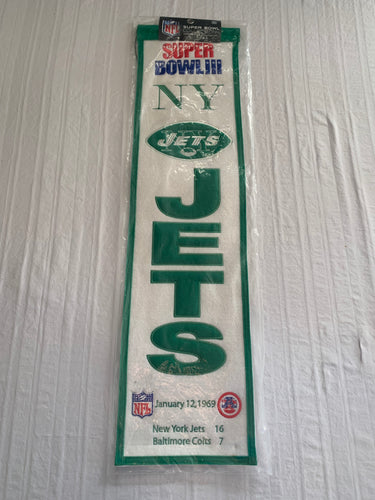 New York Jets NFL Super Bowl III Heritage Banner Embroidered Wool 8