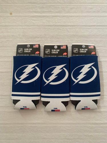 Tampa Bay Lightning NHL Set Of 3 2-Sided Slim Can Koozies Coozies Cooler - Casey's Sports Store