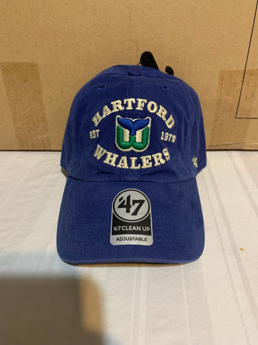 Hartford Whalers NHL '47 Brand Throwback Clean Up Blue Adjustable Hat - Casey's Sports Store