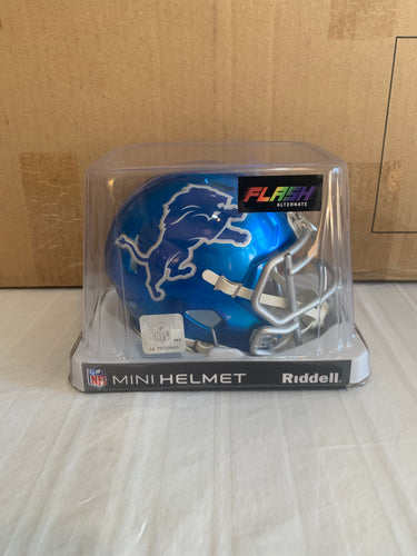 Detroit Lions NFL Riddell Blue Replica Mini Helmet Flash Alternate - Casey's Sports Store