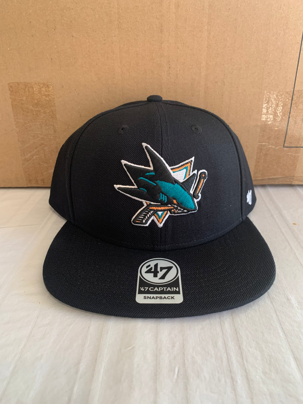 San Jose Sharks NHL '47 Brand Black Adjustable Captain Snapback Hat - Casey's Sports Store