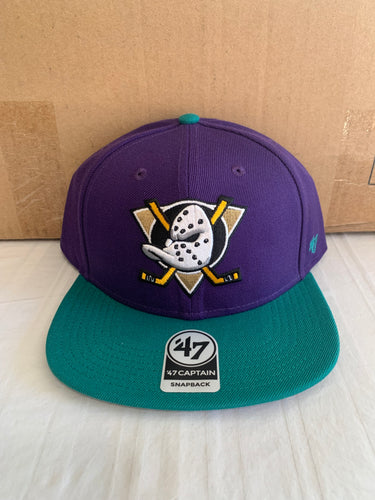 Anaheim Ducks Throwback NHL '47 Brand Purple Adjustable Captain Snapback Hat - Casey's Sports Store