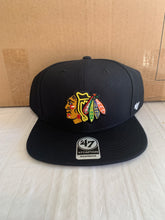 Load image into Gallery viewer, Chicago Blackhawks NHL &#39;47 Brand Black Adjustable Captain Snapback Hat - Casey&#39;s Sports Store
