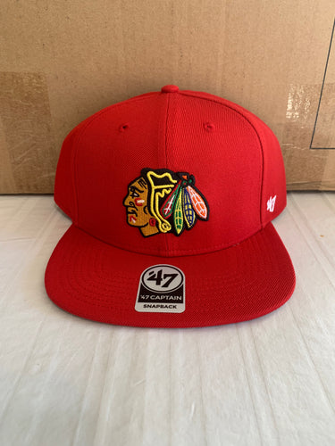 Chicago Blackhawks NHL '47 Brand Red Adjustable Captain Snapback Hat - Casey's Sports Store