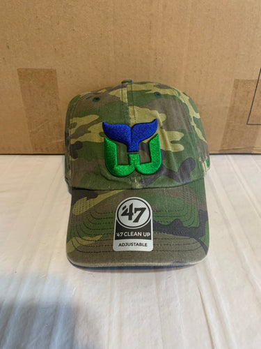 Hartford Whalers NHL '47 Brand Throwback Camo Clean Up Adjustable Hat - Casey's Sports Store