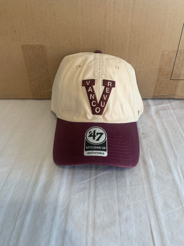 Vancouver Canucks NHL '47 Brand Throwback Clean Up Tan Two Tone Adjustable Hat - Casey's Sports Store